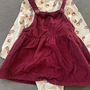 Cat & Jack Burgundy Corduroy Dress with Acorn Print Top